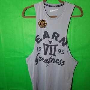 Under Armour Project Rock Earn Greatness Men’s Training Tank Size Small Blue